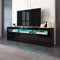 Black Gloss TV Unit with 2 Drawers 2 Doors, TV Eentertainment Units for Living Room, 160cm Led Light TV Stand Storage Cabinet, Modern Sideboard TV Stand Unit