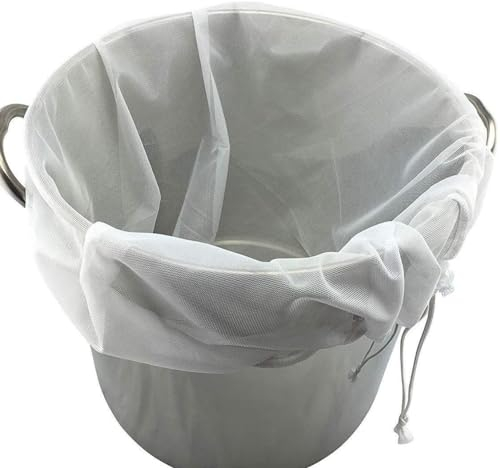 Braubeutel 40X45cm Filterbeutel Nussmilchbeutel Nylon Siebbeutel Filter Passiertuch Wiederverwendbar Feinmaschig mit Kordelzug, für Braukörner Mandelmilch Weinpresse Wein Bier Obstpresse Marmelade