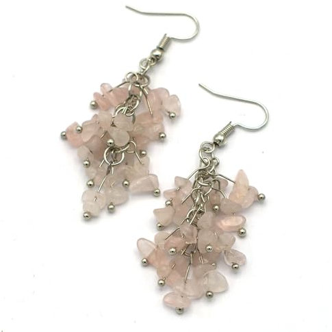 Miracles Minéraux | boucles d'oreille en pierre naturelle |création artisanale| Modèle et pierre au choix (grappe de raisin | quartz rose)