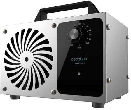 Cecotec Generador de Ozono Industriales Purificador de Aire Elimina Virus, Bacterias y Malos Olores TotalPure 4050 Ozone Total. 120W, 28 g/h, Temporizador, Cobertura 100 m2