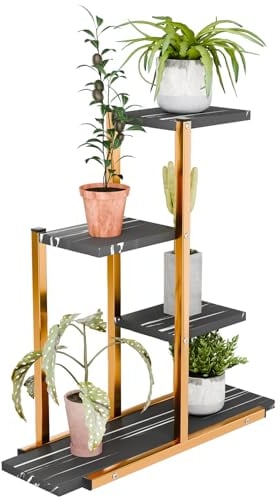 Pflanzenständer, Metall-Blumentopfhalter, mehrere Ausstellungen, Eckregal, für drinnen und draußen, hoher, gestufter Pflanzenhalter für Balkon, Garten, Terrasse, Wohnzimmer (3/4/5/6 Etagen), 4 Ebenen