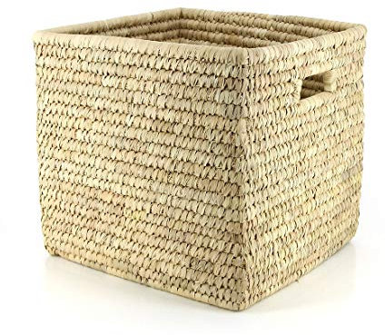 Korb REGAL, 32cm, 100% Plastikfrei, Naturprodukt, 32cm Würfel quadratisch mit Griffen, Nachhaltig & Handarbeit, Fairtrade Korb aus Bangladesh | Kinderzimmer, Aufbewahrungsbox, Regalbox Eckig