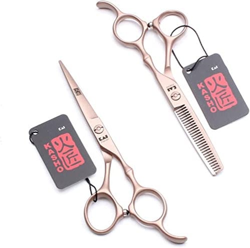 LQZO 6.0 Inch Rose Gold High-End Hairdressing Scissors Set Hairdresser Thinning+Barber Shear Stainless Steel Haircut Salon Supplies Hair Shear Hairstylist Tool