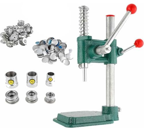 Fabric Button Maker, 3 Molds DIY Handmade Fabric Covered Button Tool With 300 Button Supplies, Punch Press Cloth Button Cover Making Machine for Fabric, Leather, Silk Satin