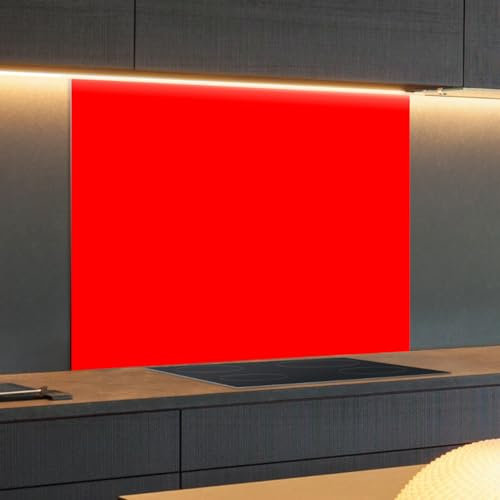 Spritzschutz Küchenrückwand Glas 60 x 50 cm Leuchtendes Rot, Küchenwand Wandschutz, Herd Spritzschutz, Rückwand Küche Glas, Pfannenspritzschutz - RUECKWAND24