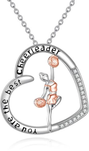 DAYLINLOVE Cheer Halskette 925 Sterling Silber Herz Cheerleader Anhänger Sport Cheerleading Geschenke für Frauen