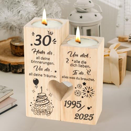 Seutgjie Deko 30 Geburtstag Frau Geschenk Kerzenständer 1995 bis 2025 für Mama Schwester Freundin Coole Geschenkideen