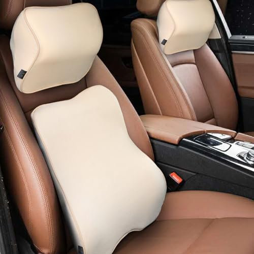 LMYSLCDW Kopfstütze Taille Kissen Set für BMW iX I20 2021-2023,Komfort Weich Memory Foam Lendenwirbelstützkissen und Nackenkissen Auto Zubehör,D