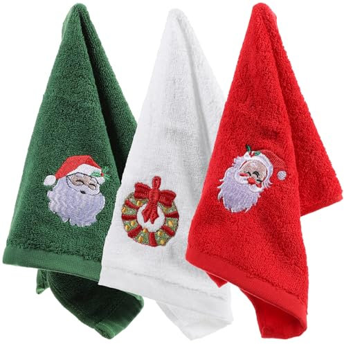 3 Stück Weihnachtshandtücher Dekorative, Gästehandtücher Weihnachten, Weiches Und Besticktes Geschirrtücher Weihnachten für Badezimmer Hausküche Party Reinigung Dekoration Geschenk(32 X 45 cm)