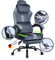 PixelPilot®Ergonomischer Gaming Stuhl [Atmungsaktiver Stoff] Chair mit Fußstütze, Kopf- und Lendenwirbelstütze, Gamer PC Stuhl [breite Sitzfläche] Bürostuhl 150 kg Belastbarkeit(Nebula, Original Gray)