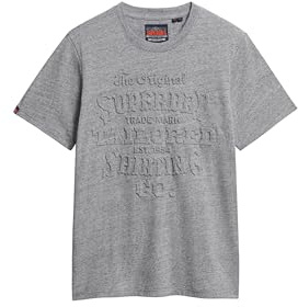 Superdry Herren Lässiges Workwear T-Shirt mit Prägung Dunkelgrau Fleckig Meliert L