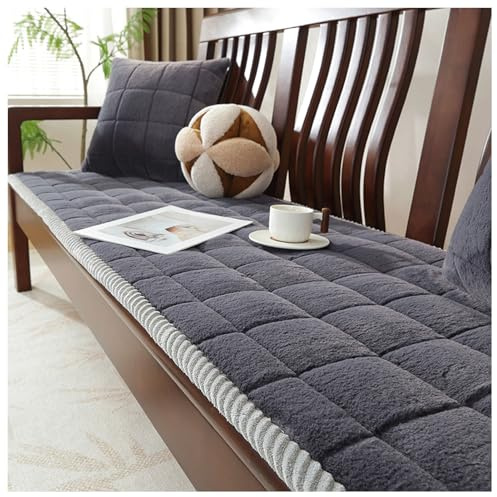 Plüsch Sofa Bezug Sofa Bezug 1 2 3 4-Sitzer, Sofaschoner rutschfest Sofa Überzug Ecksofa Waschbar Couchschoner Dicker Rutschfestes Fensterkissen(Grau,50x130cm)