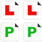 2 Magnetic L Plates & 2 P Plates - Pack of 4 DVLA Approved Size - Thicker Learner Plates Reusable,Scratch/Residue-Free, Water/Windproof, Tear-Resistant, Provisional New Driver Pass Plates for Car