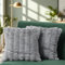 Paco Home 2er Set Dekokissen Kissenbezug Deko Wohnzimmer Sofakissen Kissen Aesthetic Kissenhülle Einfarbig Waschbar, Farbe:Grau, Sets:2pcs-Set