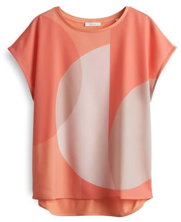 OPUS Damen Kurzarmshirt | Shirt Saloma Print Regular aus Material Mix Pale orange, 38