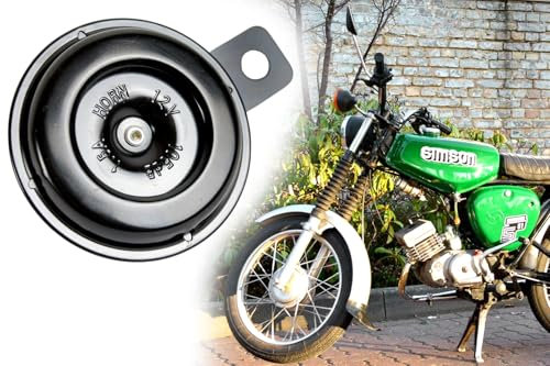 Universal Hupe Horn Signalhorn 12V 1,5A DC Ø 65mm Lautstärke 105dB, schwarz, für Retro Roller, Moped, Quad, Motorrad, Simson (1)