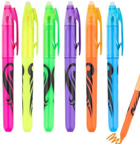 CEJAS 6 Stück Textmarker Radierbarer, Bibel Marker Stifte, Löschbarer Textmarker Stift für Kinder Erwachsene Studenten Schule Büromaterial, 6 Farben