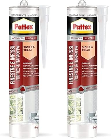 Pattex Silicone Sigillante Finestre Infissi, Trasparente, Neutro a Basso Modulo, Elastico, Serramenti, Porte, Finestre e Infissi, Silicone Infissi per Interni ed Esterni, Inodore, Cartuccia 280 ml