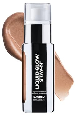Sacheu Liquid Glow STAY-N Liquid Highlighter & Illuminator Makeup — 30ml Long Lasting Luminous Glow Lightweight Dewy Finish, Sun Beam