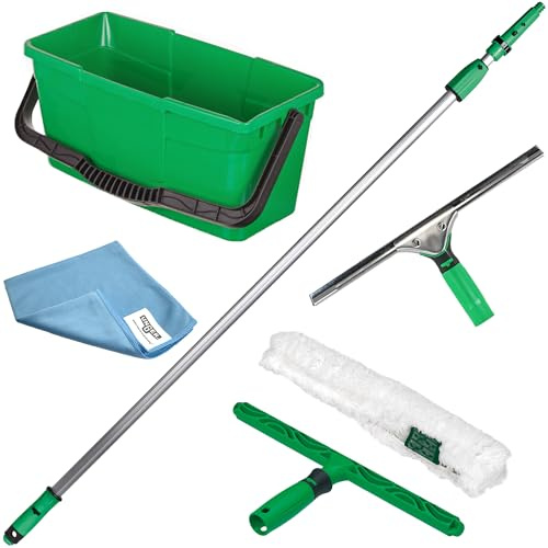 UNGER Window Contractor's Kit – 35cm Squeegee, Washer, 12L Bucket & Pole