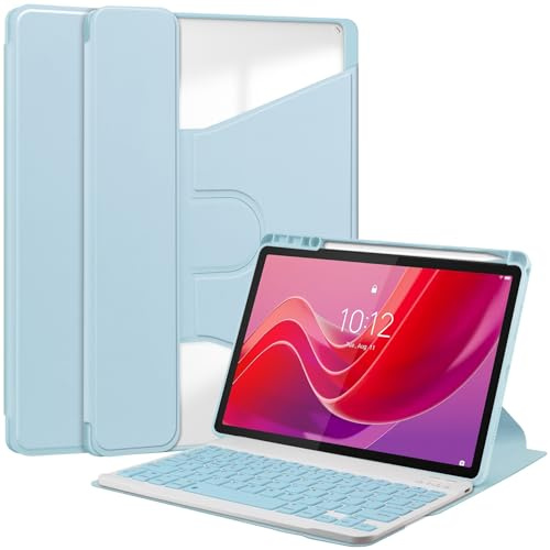 For Lenovo Tab M11 11inch TB-330FU/TB-331FC Case with Detachable Wireless Keyboard S Pen Holde, Could Multi-Angle Viewing Soft TPU Cover, Auto Sleep/Wake Tab M11 11inch(Sky Blue)