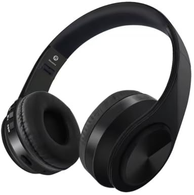 SC E-COMMERCE Cuffie Bluetooth Wireless con Luci RGB - Color Nero - PIEGHEVOLI, BASSI PROFONDI, SUPPORTO SCHEDA SD Immergiti nella tua musica o nei tuoi giochi preferiti con stile e comfort!