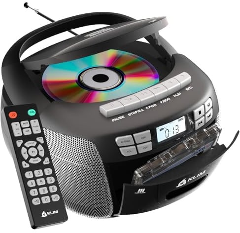Cd-cassette Player, AM FM Radio Bluetooth, AUX | Remota, Registrazione su Nastro, USB Drive, Stereo Casa Alimentazione AC DC, Esperienza Musicale Versatile - Argento