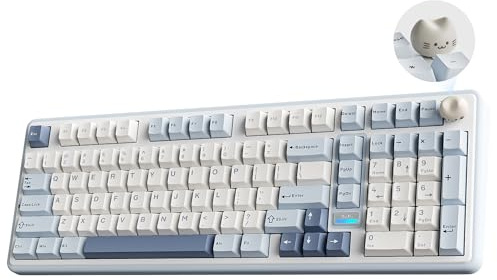 YUNZII B98 PRO 96% Wireless Mechanical Keyboard (Blue, Candy Switch) | QMK/VIA, with Numpad, Dual-Style Knob Design, Creamy Pre-Lubed Switches, Hot Swap, Gasket Mount, RGB for Gaming/Win/Mac