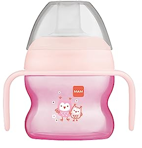 MAM Starter Cup (1 Count), Polypropylene, Sippy Cup, Drinking Cup with Extra-Soft Spill-Free Spout and Non-Slip Handles, for Girls 4+ Months, Five Ounces, Pink
