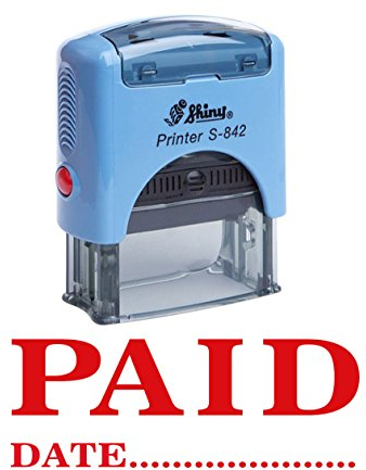 Printtoo BEZAHLT MIT DATUM Selbstfarber Stempel Buro - Briefpapier Individuelle Glanzend Stamp