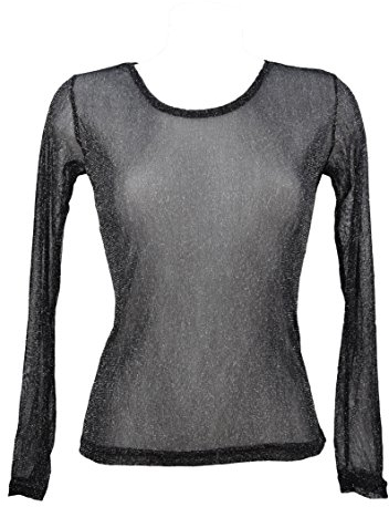 Miss Rouge T-Shirt, Top aus Voile, Glänzend/Glitzer, Schwarz , Einheitsgröße
