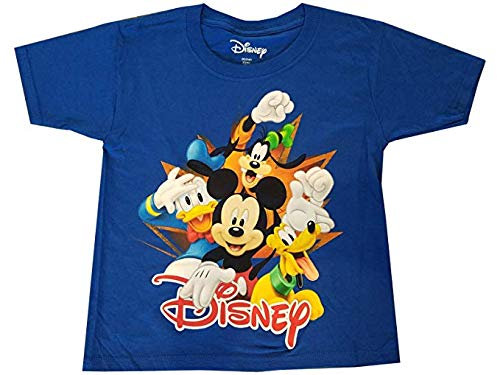 Disney Mickey Donald Pluto Goofy Tee Florida 4 Burst Fashion Top T Shirt Royal Blue (L/12-14)
