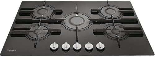 Hotpoint Ariston Piano Cottura A Gas Metano FTGHG 751 D/HA(BK) Finitura Nero Con Griglie In Ghisa da 75cm