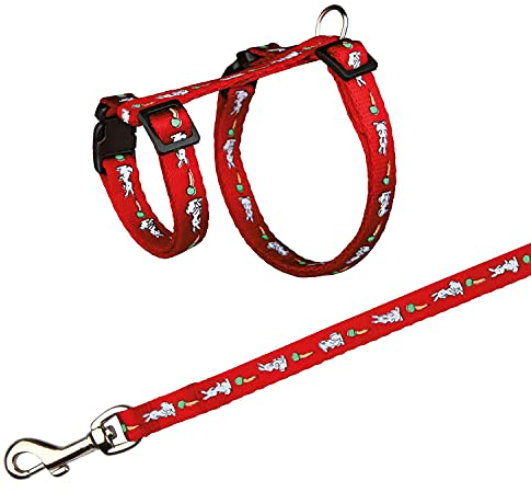 Trixie 6263 Geschirr mit Leine für Kaninchen, Nyon, 25–44 cm/10 mm, 1,25 m farbig sortiert