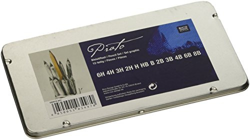 Rico Design GmbH & Co.KG Bleistiftset: 12 Bleistifte: je 1 x 6H, 4H, 3H, 2H, H, HB, B, 2B, 3B, 4B, 6B, 8B