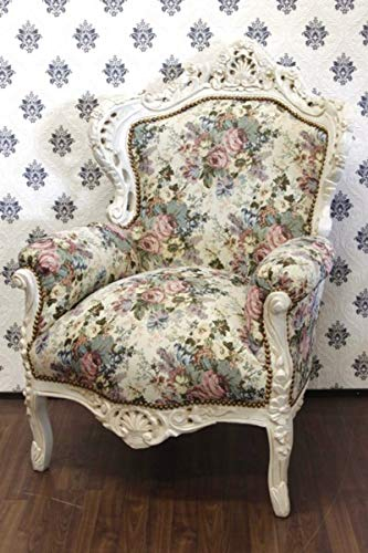 Casa Padrino Barock Sessel King Blumenmuster/Creme
