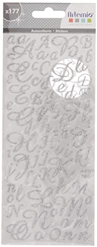 Artemio Artémio Alphabet Glitter-Sticker Silber 177 Doppelseitige, Selbstklebende Buchstaben, Glas, One Size