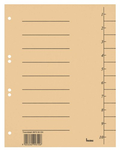 100 bene Trennblätter / chamois / 250 g/m² / DIN A4