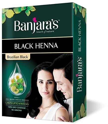 Banjaaras Black Henna 100% grey coverage Rich black colour-No ammonia