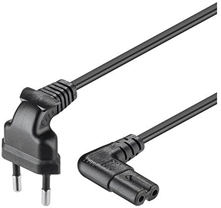 goobay Cable de alimentación Negro 2 metros Tipo 8 acodado 16 amps Macho a hembra