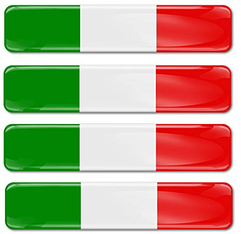 SkinoEu® 4 x Aufkleber 3D Gel Silikon Stickers Italien Flagge Autoaufkleber Italy Flag Fahne F 13