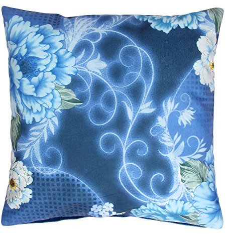 Quinnyshop Blume Pfingstrose Ranken Kissenhülle Kissenbezug ca. 40 x 40 cm Filz, Blau