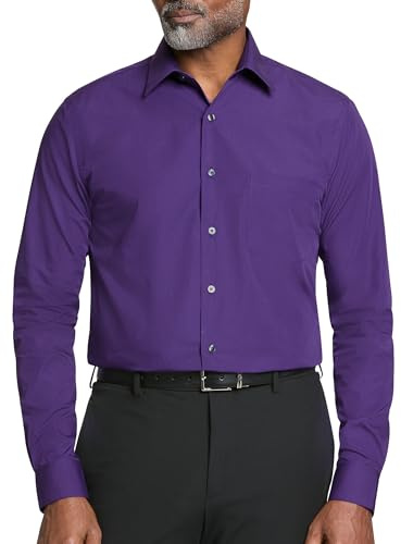 Van Heusen Men's Popeline, Normale Passform, Fester Spitzkragen Dress Shirt (Pack of 1)