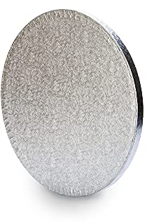 Anniversary House Pack of 1 Individually Wrapped Round Cake Drum Silver 12in, Sturdy Fibre 12 inch, Ideal for heavy cakes, Thick Cake Board, Boards, Drums, Foil
