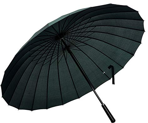 Lancoon Ombrello Anti-Uv Per Sole/Ombrello Antipioggia Con Manico Lungo A 24 Coste KS07Green