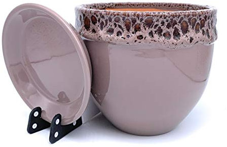 Sun Cakes Ceramic Plant Pot Glazed with Saucer Round Terracotta with Drip Tray Flower Pot Clay Coloured Flower Pot Bella (14cm x 12cm, Cocoa)