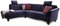 Cavadore Ecksofa Trond mit Federkern / Sofa L-Form im Landhausstil mit Ottomanen links und verstellbaren Kopfstützen / 260 x 89 x 214 / Webstoff dunkelblau