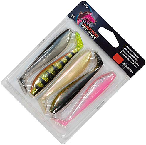 Fox Rage Zander Pro Mixed UV Colour Pack - 5 Gummifische, Länge:7.5cm