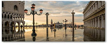 Tulup Glas-Bild Wandbild aus Glas - Wandkunst - Wandbild hinter gehärtetem Sicherheitsglas - Dekorative Wand für Küche & Wohnzimmer 125x50 - Sehenswürdigkeiten & Architektur - Venedig Italien - Beige
