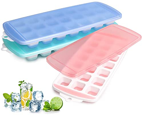 FX Eiswürfelform mit Deckel, BPA-frei, lebensmittelechtes flexibles Silikon, 63 Eiswürfelform, leicht zu lösen, stapelbar und spülmaschinenfest, Cocktails, Babynahrung und gefrorene Leckereien